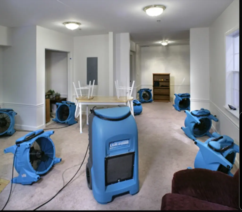 Air movers and dehumidifier setup for Water Extraction & Removal in Briar Chapel
